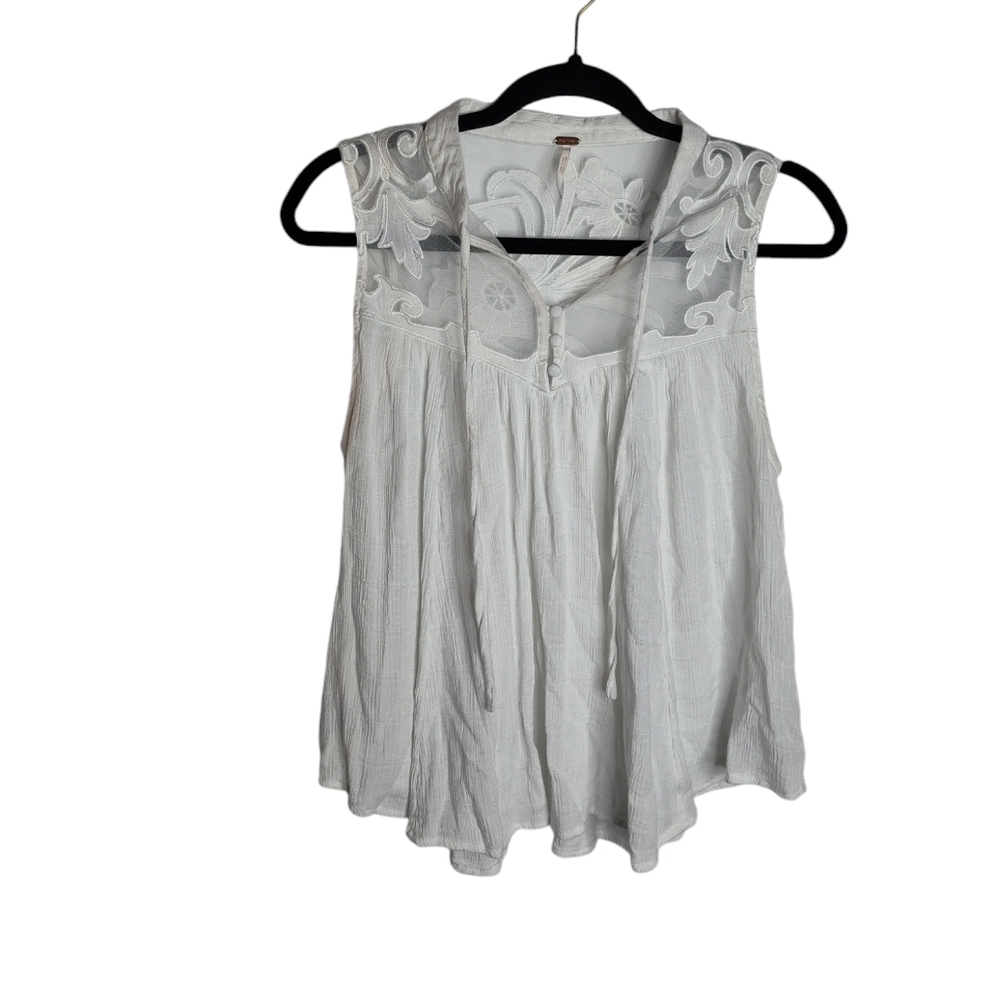 Free People White Tie Front Blouse